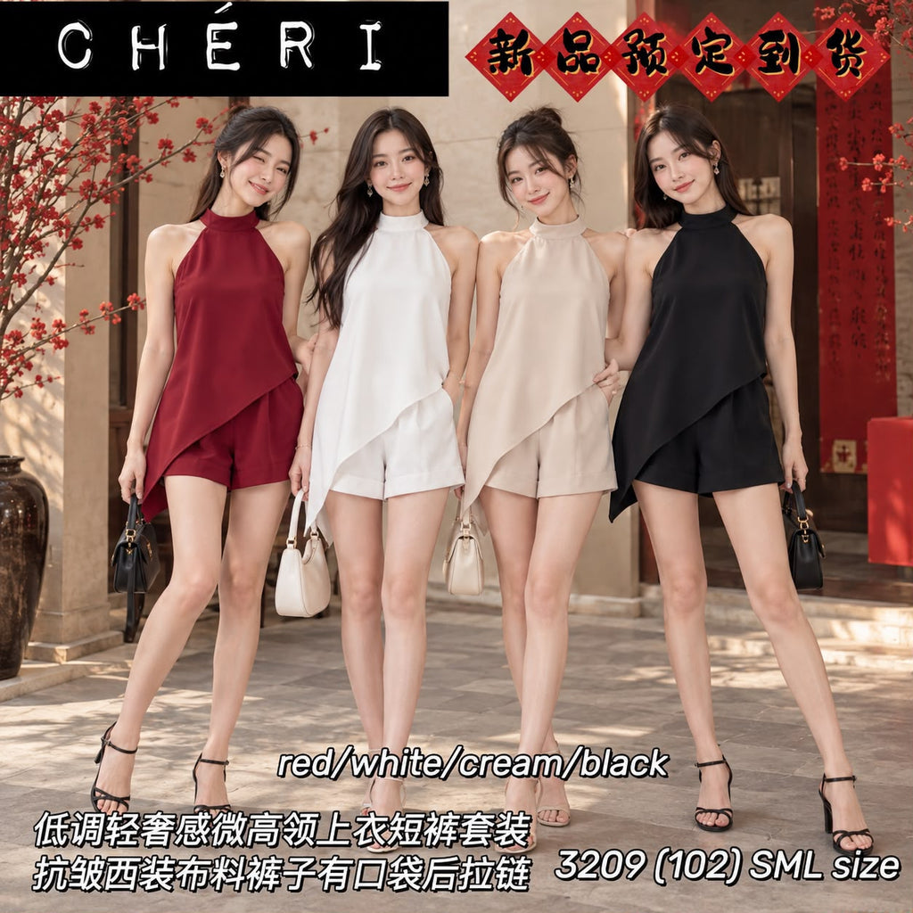 (Preorder)Premium Cut in Shoulder Set Wear (预售)半高领削肩套装 (CH) 3209