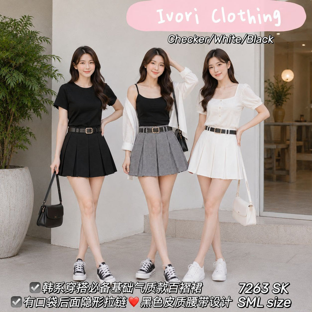 (Preorder)Premium Pleated Skorts (预购)韩版百搭百褶裤裙 (IV) 7263