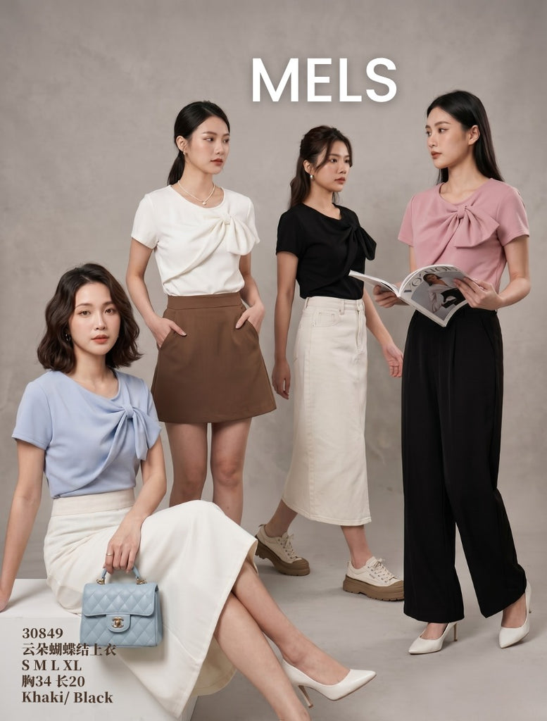 Premium Asymmetric Bow Blouse 云朵蝴蝶结上衣 (ME.8) 30849