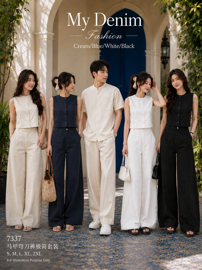 Premium Casual Set Wear 马甲弯刀裤极简套装(IV) 7337