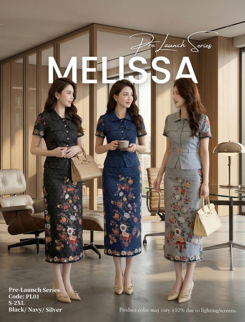 Batik Print Faux Two Piece OL Dress 假两件巴迪花连衣裙 (ME.10) 13054/PL01