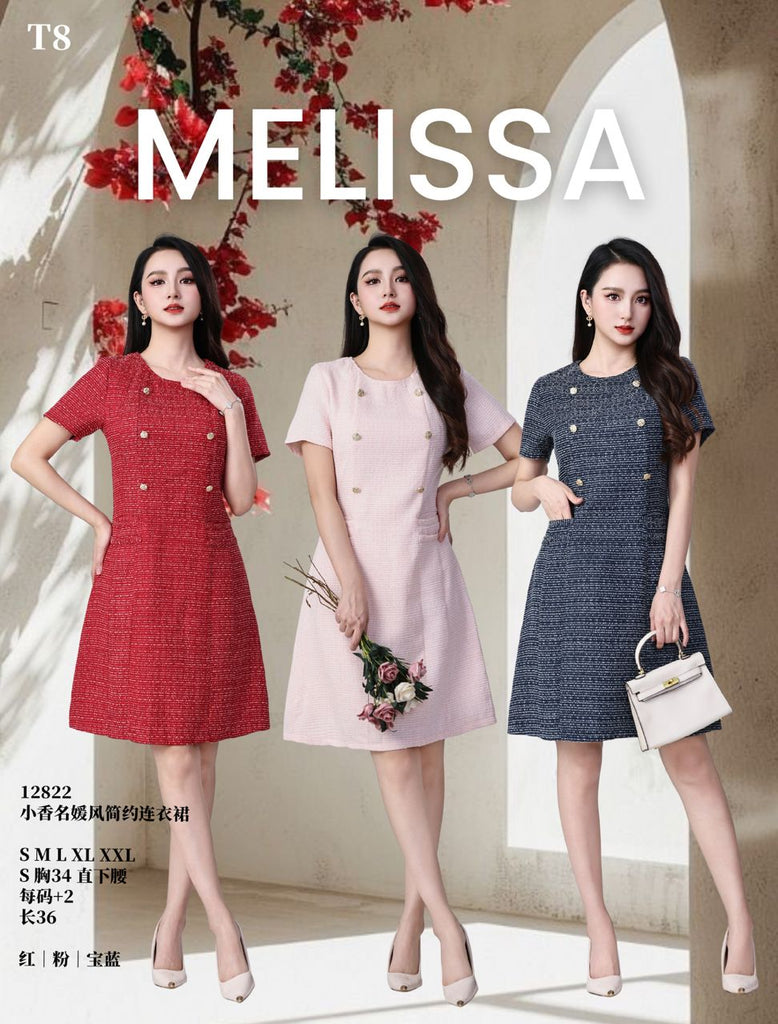 (Preorder)Premium Tweed-Style Bouclé Dress (预购)高品质小香风名媛连身裙( (ME) 12796-1