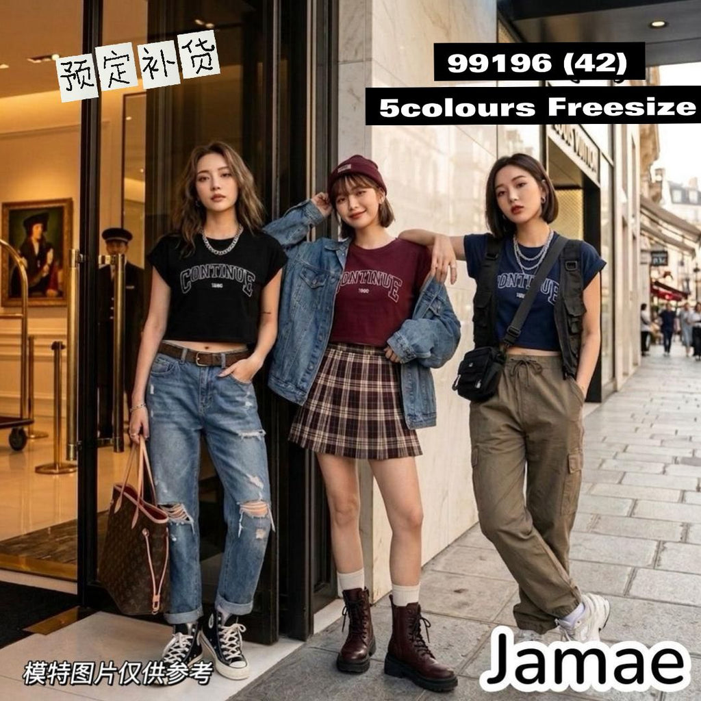 (Preorder)Cotton Alphabet Cropped Top (预购)美式简约百搭字母Tee (JA) 99196
