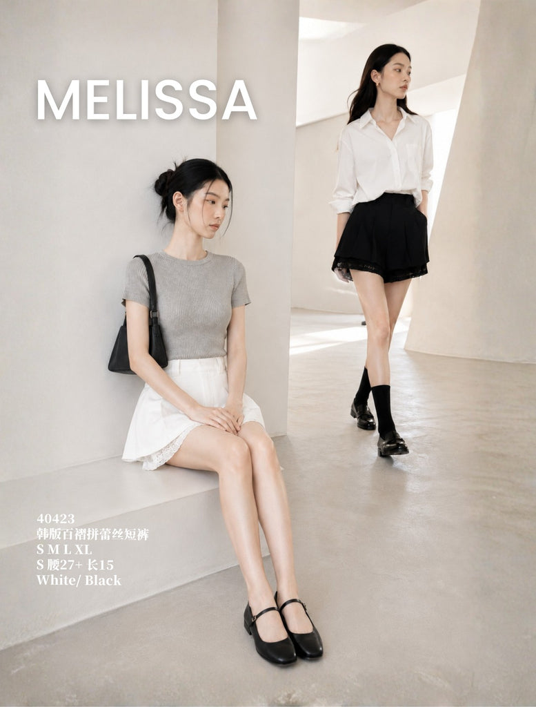 Premium Lacey Pleated Shorts 韩风蕾丝百褶短裤 (ME.4) 40423
