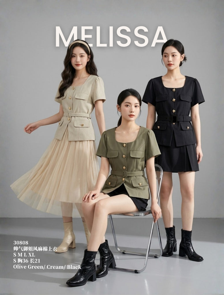 Premium Linen OL Blouse 帅气御姐风棉麻上衣 (ME) 30808