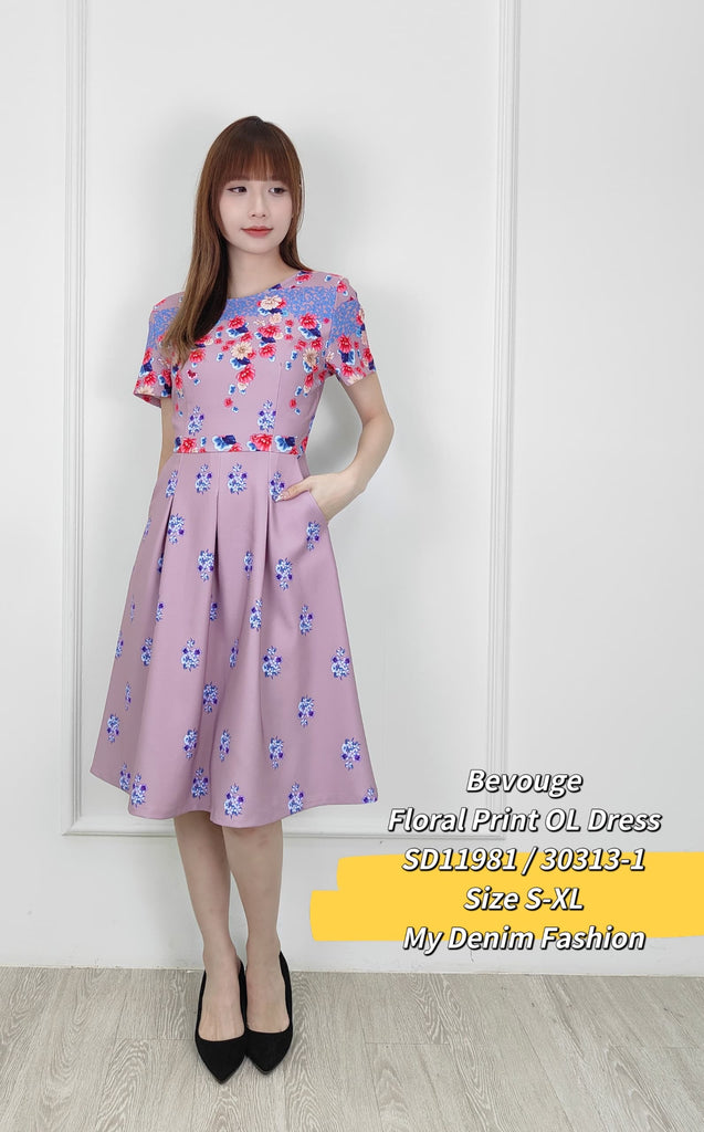 Premium Floral OL Dress 圆领印花OL连衣裙 (BV.4) SD11981/30313-1