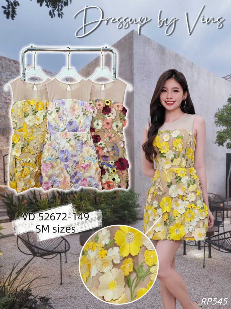 Premium Mesh Floral Embroidery Casual Dress 高品无袖网纱立体刺绣花休闲风连衣裙 (DR.5) VD52672