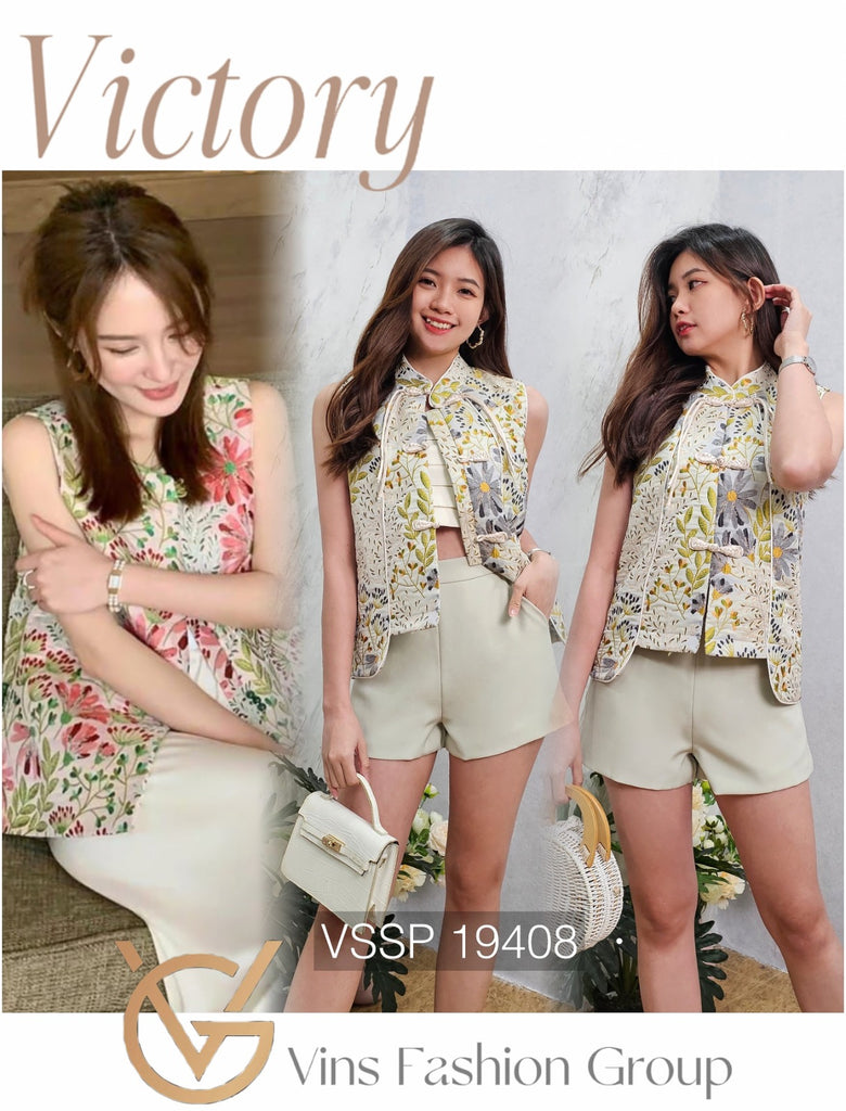 Premium Cheongsam Set 爆款无袖提花旗袍套装 (DR.4) VSSP19408