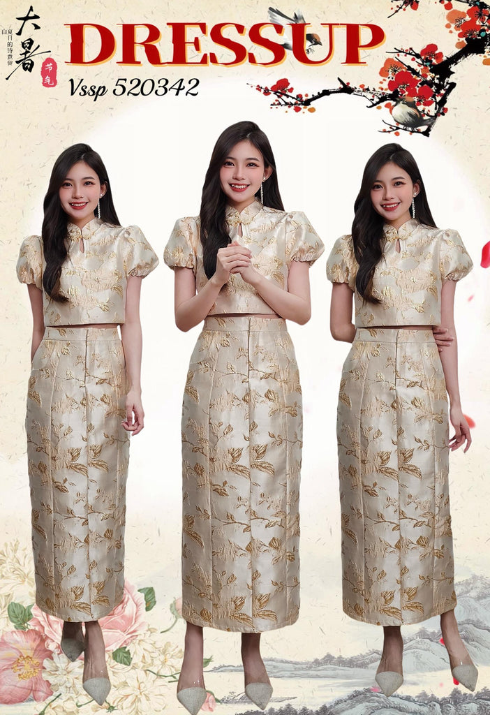 Premium Jacquard Cheongsam Set 高品质烫金立体提花旗袍套装(DR.5) VSSP520342