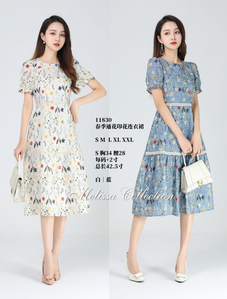 Premium Lady Dress 春季通花印花连身裙 (ME.5) 11830