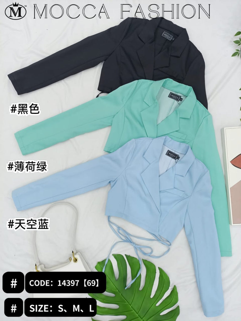 Premium Lady Blazer 系带短版长袖西装外套（MO) 14397 Mocca – My