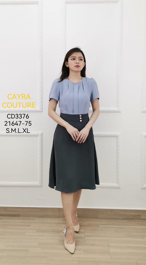 Premium OL Dress 拼接色OL连身裙 (CR) CD3376/21647