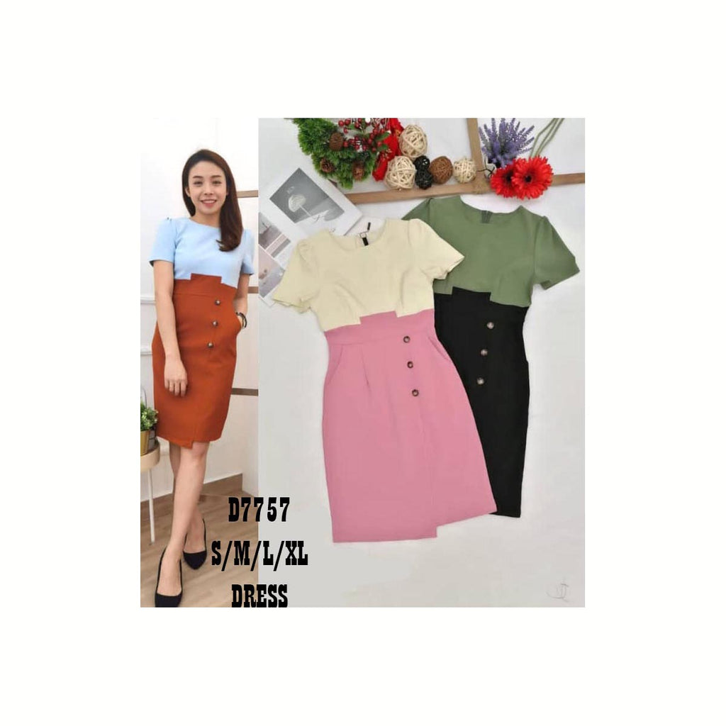 Premium Lady Dress OL 拼色连体裙新品 D7757/20623