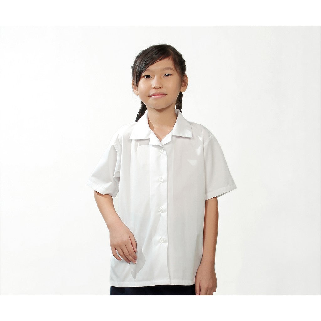 Local Brand V3 Primary Girls Short Sleeve White Shirt 小学女生短袖⽩衬衫 (V3) V06
