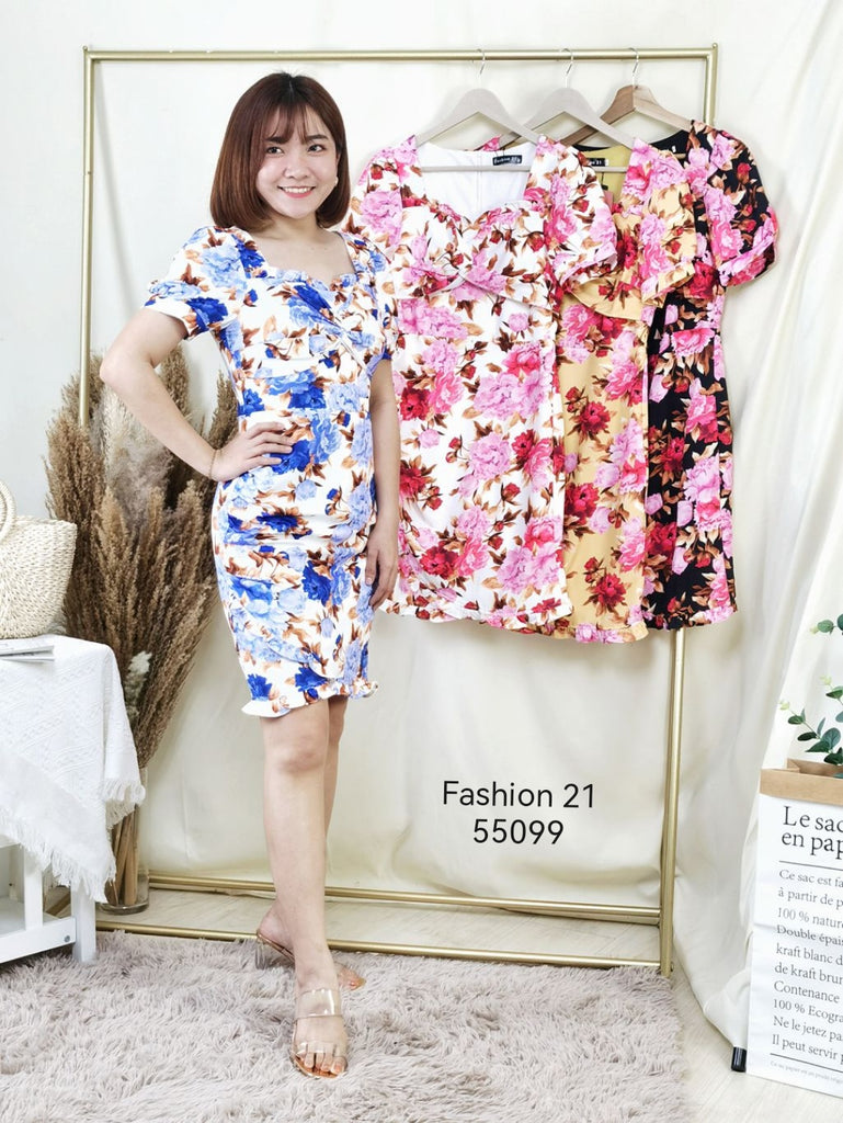 Premium Lady Dress 显瘦印花连身裙 (FA) 55099