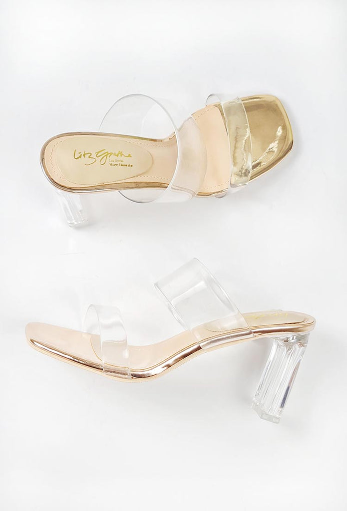 LITZ GRETHA Skylar Transparent Strap Slide Sandals